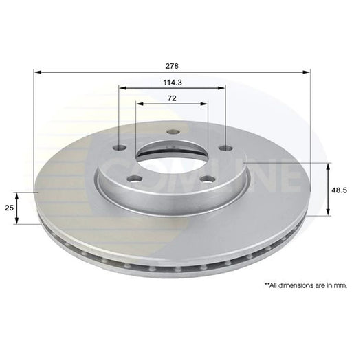 Comline 2 x Internally Vented Front Brake Discs ADC0446V