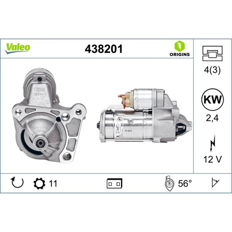 Valeo Starter Motor 12V 2.4kW 11 Teeth 438201