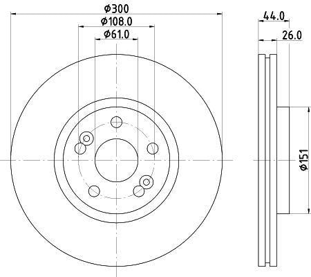 MINTEX Brake Disc Front Externally Vented 300mm Diameter Fits Renault Scenic MINTEX - Town Parts