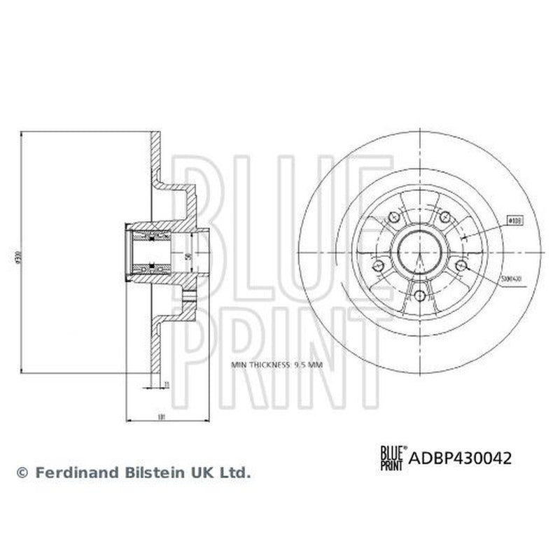 Blue Print 2 x Solid Rear Brake Discs ADBP430042