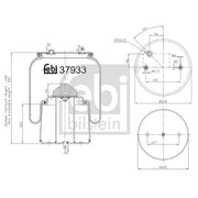 Febi Air Suspension Bellow 205mm Rear Right 37933