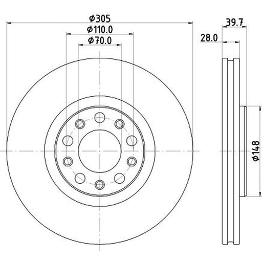DON 2 x Internally Vented Front Brake Discs PCD22852