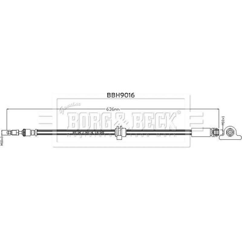Borg & Beck Brake Hydraulic Hose Line Front Left BBH9016