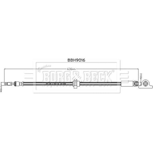 Borg & Beck Brake Hydraulic Hose Line Front Left BBH9016