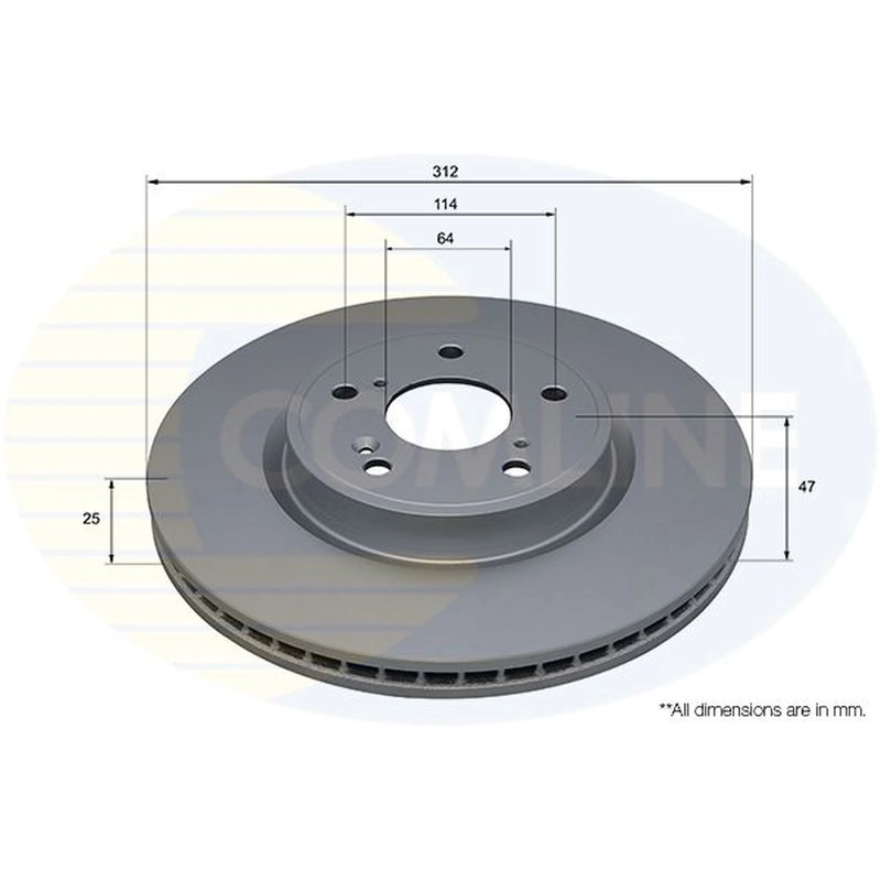 Comline 2 x Internally Vented Front Brake Discs ADC5227V