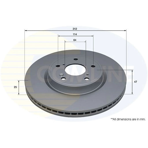 Comline 2 x Internally Vented Front Brake Discs ADC5227V