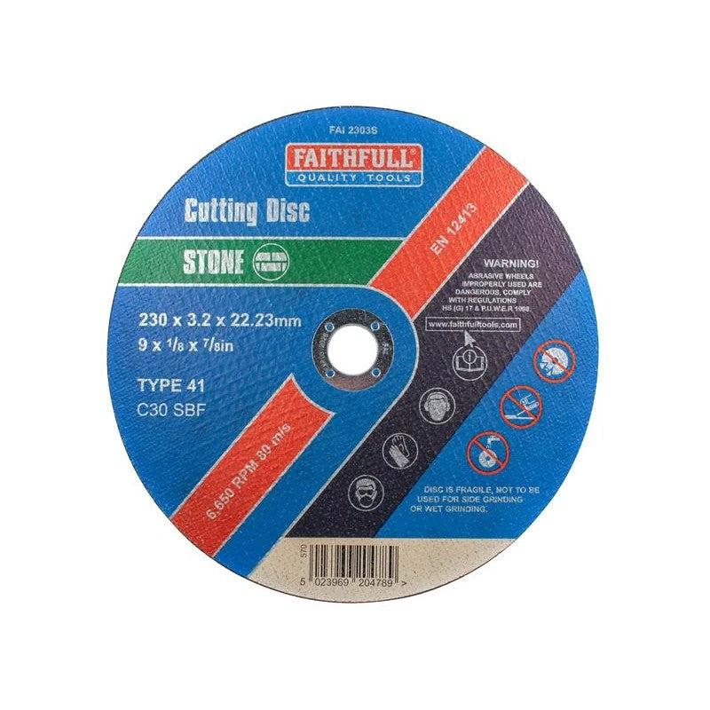 Faithfull Stone Cut Off Disc 230 x 3.2 x 22.23mm - FAI2303S