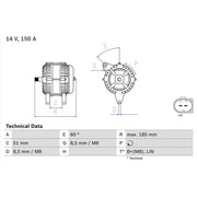 Bosch Car Alternator 12V 0 986 048 380