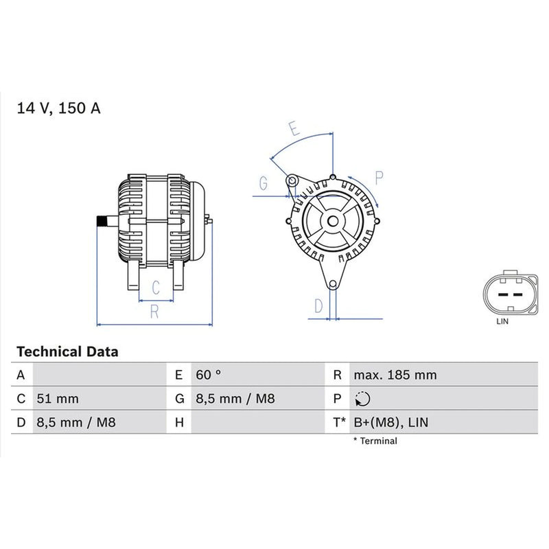 Bosch Car Alternator 12V 0 986 048 380