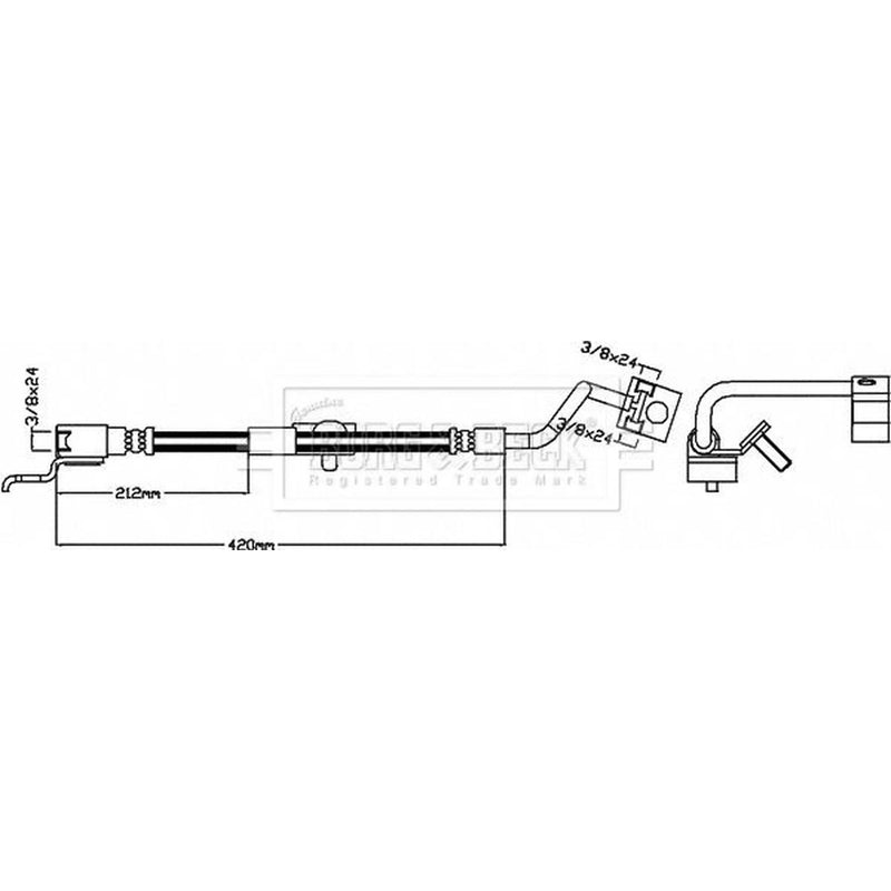 Borg & Beck Brake Hydraulic Hose Line Rear Left BBH8452