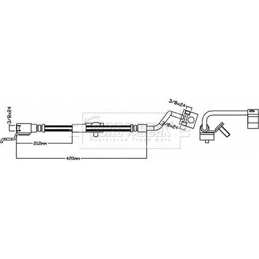 Borg & Beck Brake Hydraulic Hose Line Rear Left BBH8452