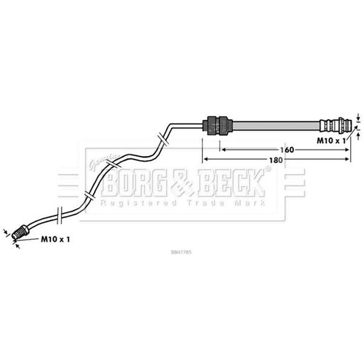 Borg & Beck Brake Hydraulic Hose Line Rear BBH7785