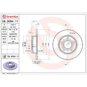 Brembo 2 x Solid Rear Brake Discs 08.9084.11