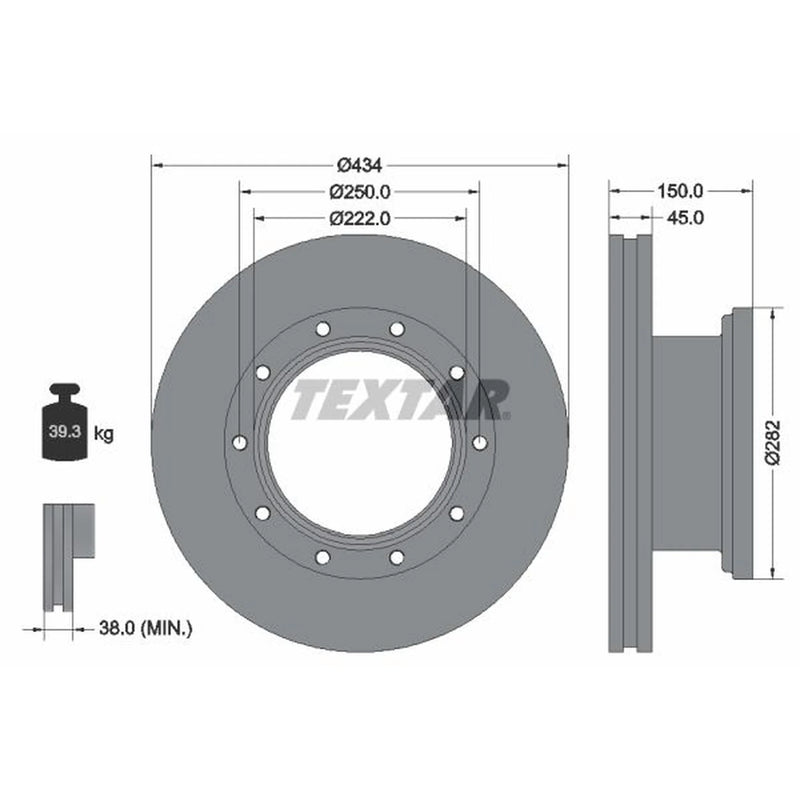 Textar 2 x Internally Vented Brake Discs 93192700