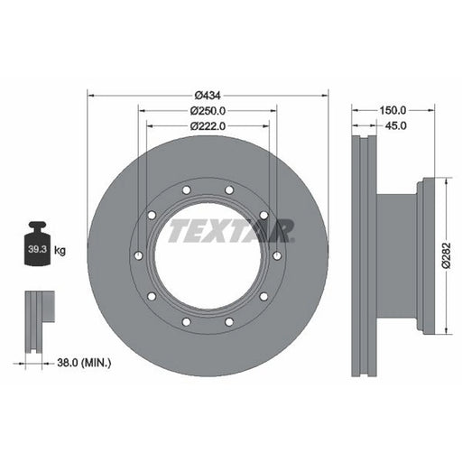 Textar 2 x Internally Vented Brake Discs 93192700