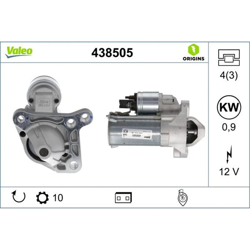 Valeo Starter Motor 12V 0.9kW 10 Teeth 438505