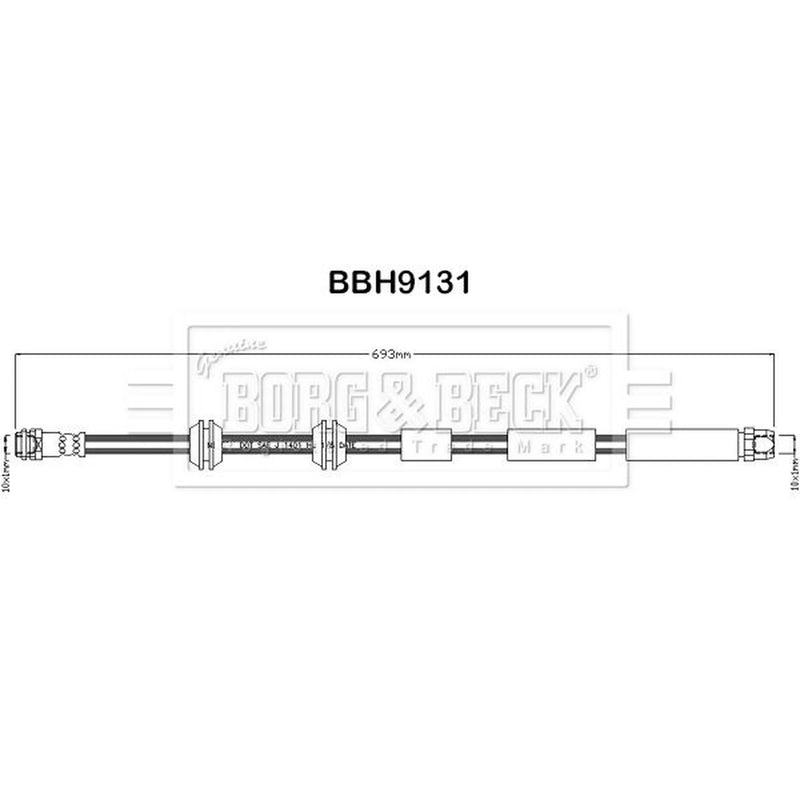 Borg & Beck Brake Hydraulic Hose Line Front Left BBH9131
