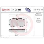 Brembo 4 x Rear Brake Pad Set PA6023