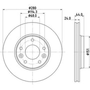 Mintex 2 x Externally Vented Front Brake Discs MDC3176C
