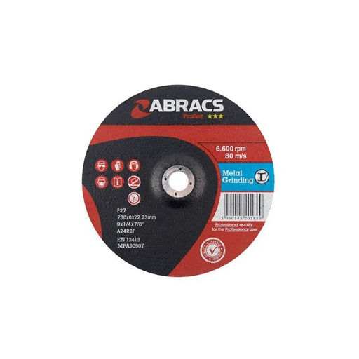 Abracs Metal Grinding Discs 230mm x 6.0mm 5pc - CPL