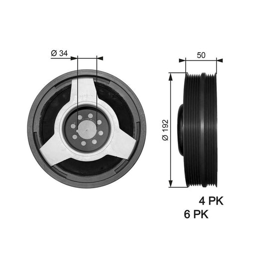 Gates Crank Shaft Belt Pulley TVD1030