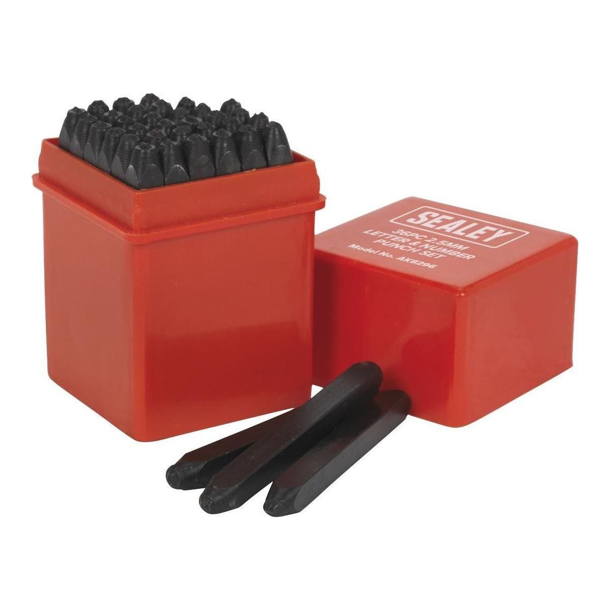 Sealey Letter & Number Punch Set 36pc 2.5mm AK8296 Sealey  - Town Parts