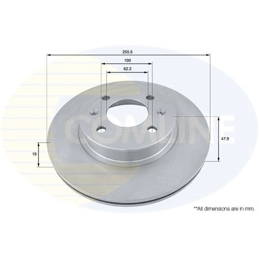 Comline 2 x Front Brake Discs ADC1043V