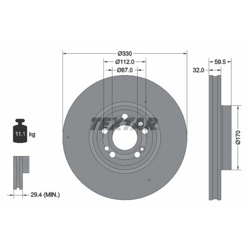 Textar 2 x Front Brake Discs 92307105