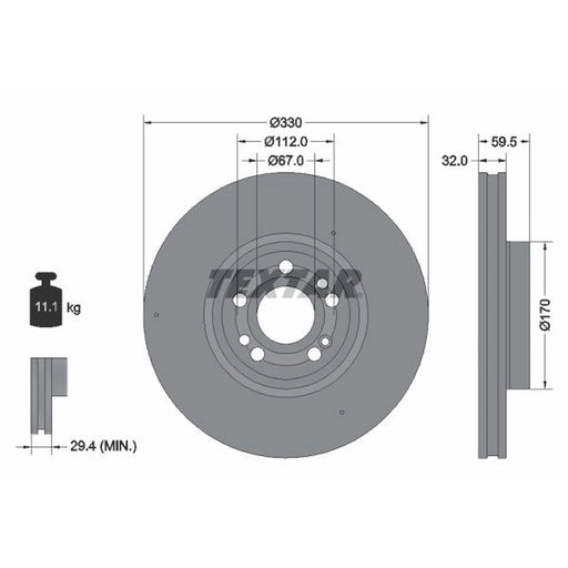 Textar 2 x Front Brake Discs 92307105