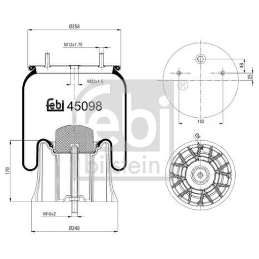 Febi Air Suspension Bellow 241mm 45098