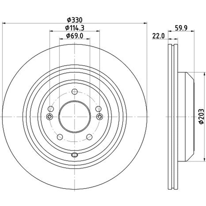 DON 2 x Externally Vented Rear Brake Discs PCD19962