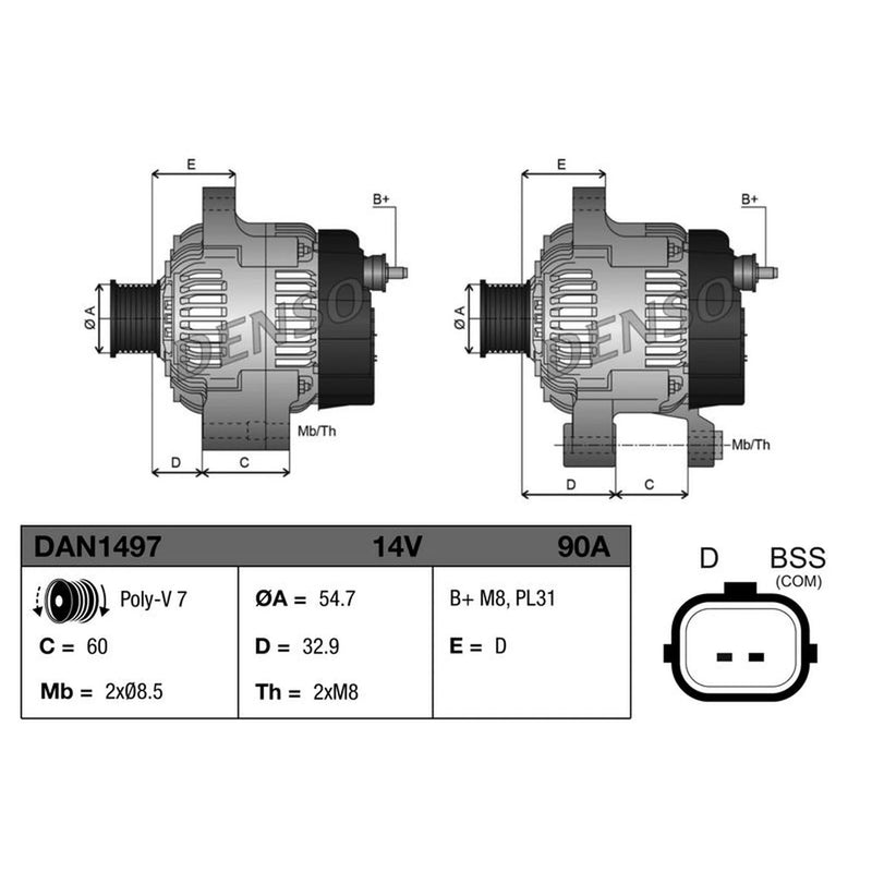 Denso Car Alternator 12V DAN1497