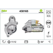 Valeo Starter Motor 12V 1.9kW Teeth 438165