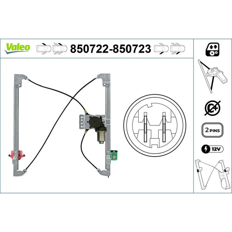 Valeo Electric Window Regulator Lifter Left Front 850722