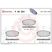 Brembo 4 x Front Brake Pad Set P30034