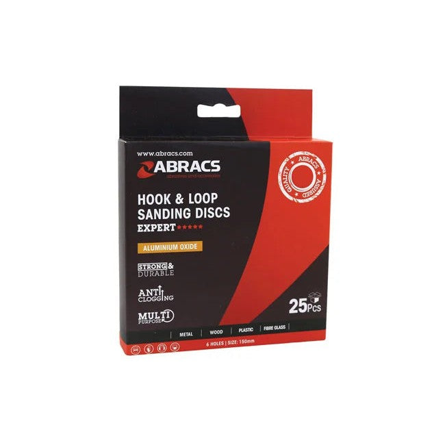 Abracs Hook & Loop Sanding Discs 150mm x P100 25pc - CPL