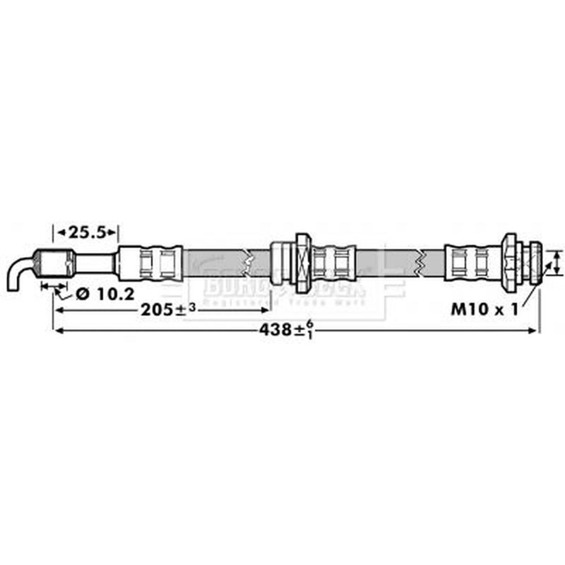 Borg & Beck Brake Hydraulic Hose Line Front Left BBH7127