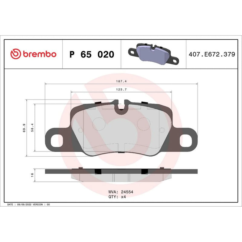 Brembo Rear Brake Pad Set P65020