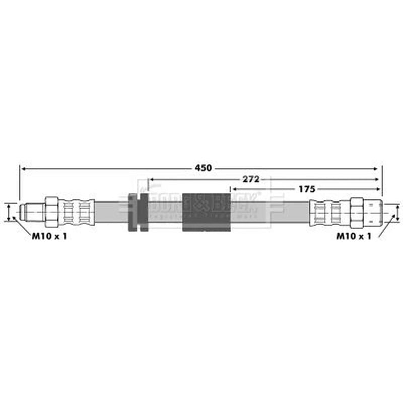 Borg & Beck Brake Hydraulic Hose Line Front Left BBH6054