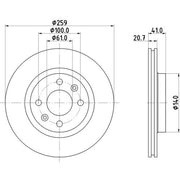 DON 2 x Internally Vented Front Brake Discs PCD10182