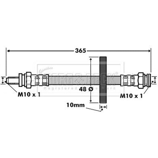 Borg & Beck Brake Hydraulic Hose Line Rear Left BBH7522