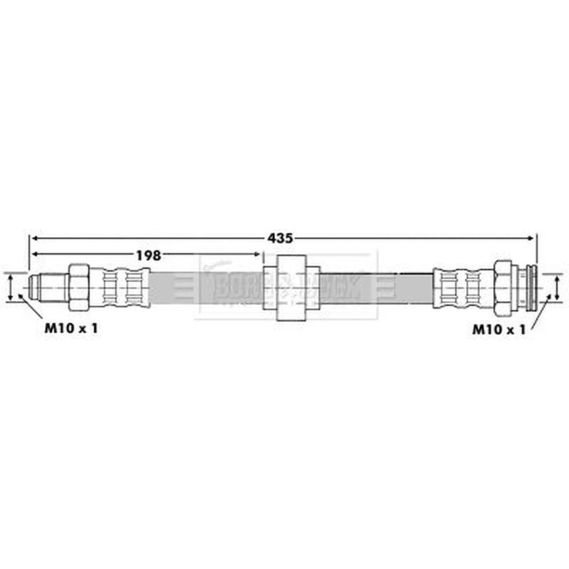 Borg & Beck Brake Hydraulic Hose Line Front Left BBH6066