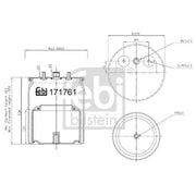 Febi Air Suspension Bellow 265mm Rear 171761