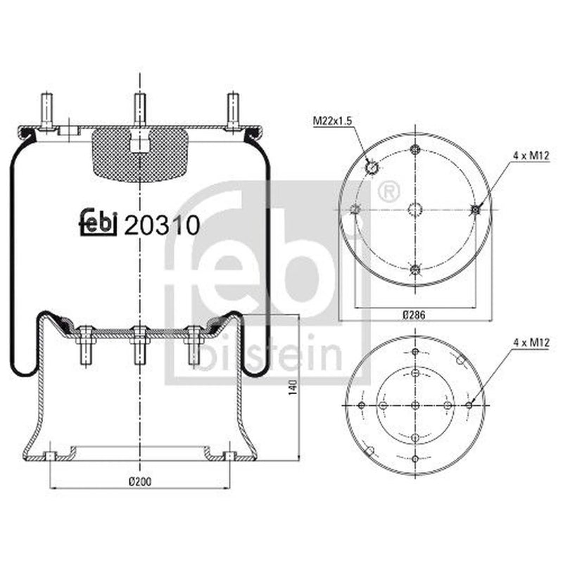 Febi Air Suspension Bellow 200mm 20310