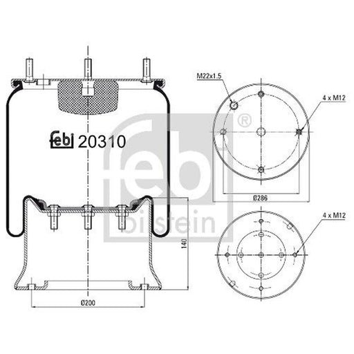 Febi Air Suspension Bellow 200mm 20310