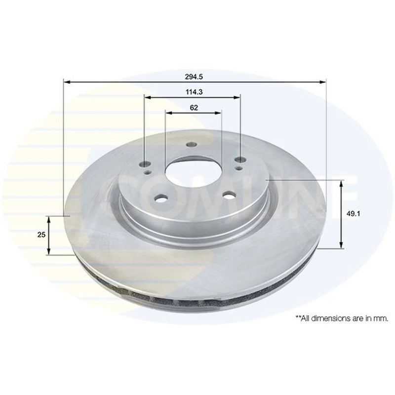 Comline 2 x Internally Vented Front Brake Discs ADC0923V