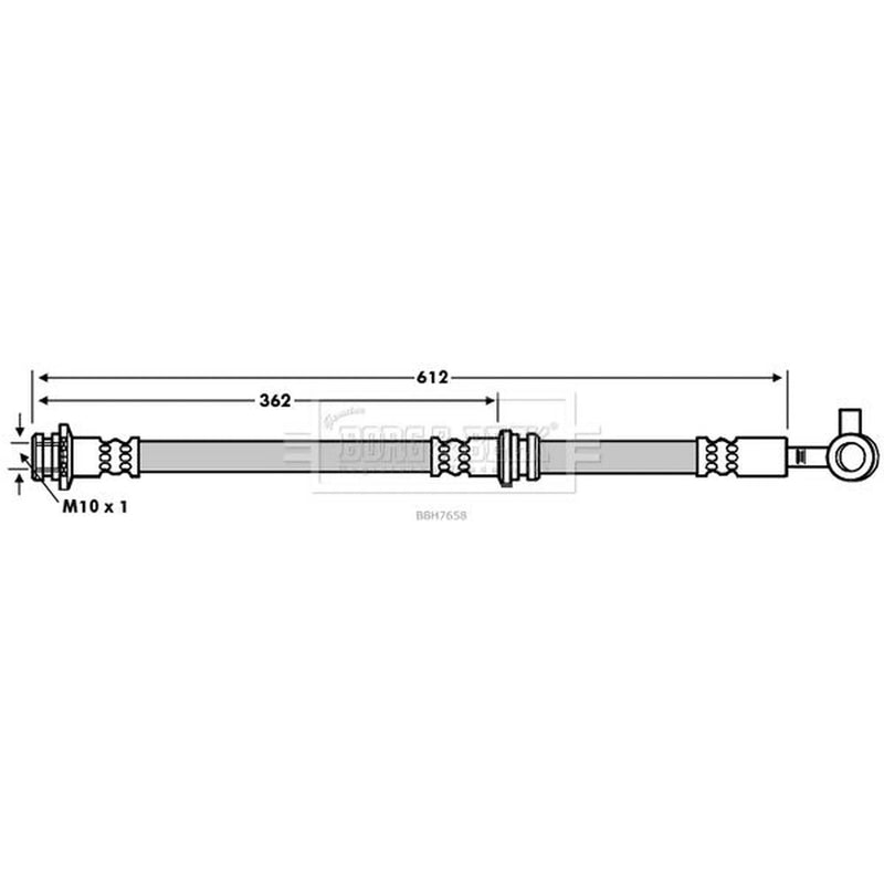 Borg & Beck Brake Hydraulic Hose Line Front Right BBH7658