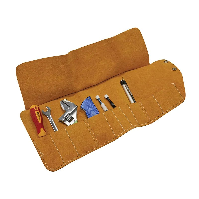 Faithfull 10 Pocket Leather Tool Roll 48 x 27cm - FAILTR10
