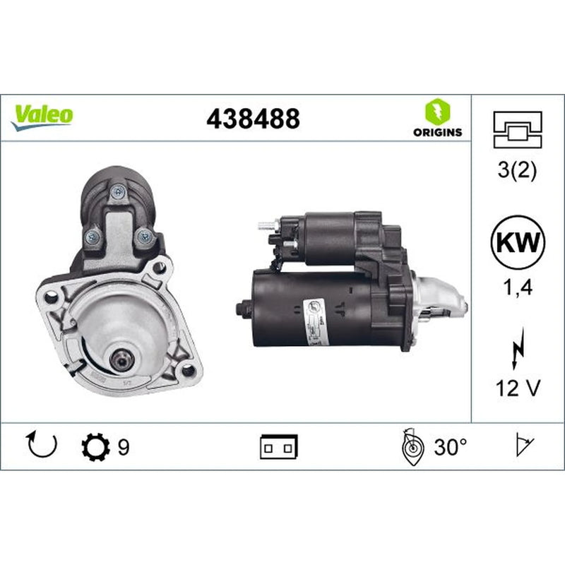 Valeo Starter Motor 12V 1.4kW 9 Teeth 438488