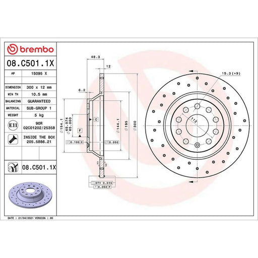 Brembo Xtra 2 x Rear Brake Discs 08.C501.1X